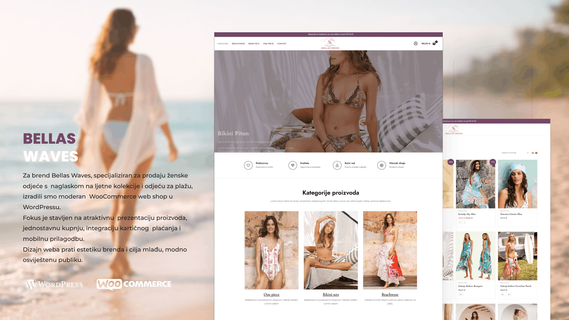 Izrada WooCommerce web shopa za žensku ljetnu odjeću – Bellas Waves